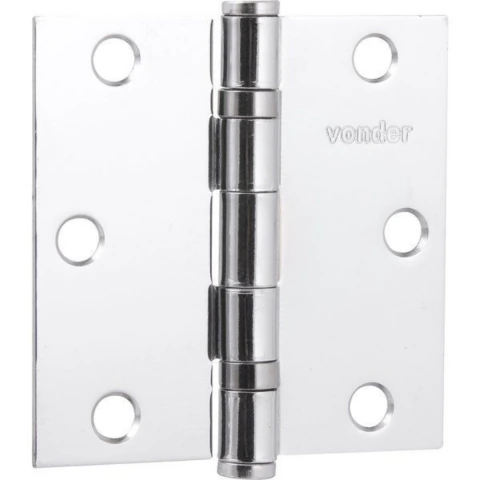 Dobradiça p/ porta 3.1/2" aço carbono cromado c/ 3 pç Vonder
