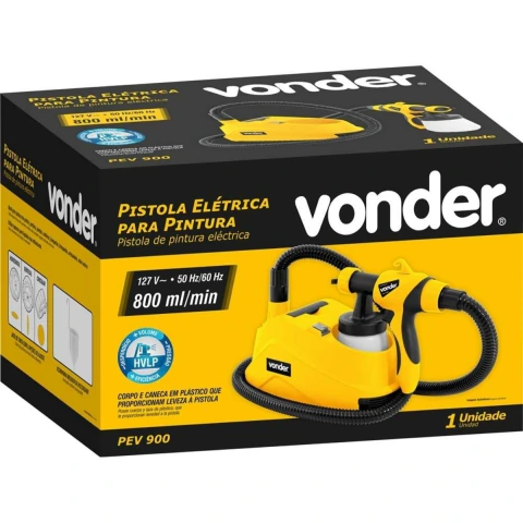 Pistola Pintura Elétrica 1,8m 550W PEV900 127V Hvlp Vonder