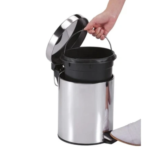Lixeira Redonda 12 Litros Aço Inox Com Pedal Kala