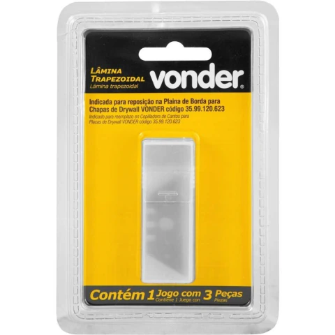 Lâmina Trapezoidal para Plaina Borda 3 Peças Vonder