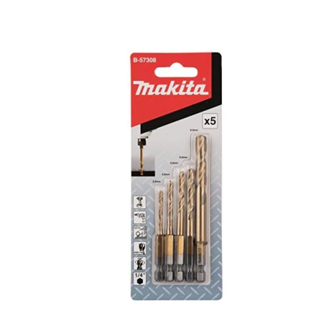 Conjunto de Brocas HSS-TIN ENC 1/4" com 5 peças Makita