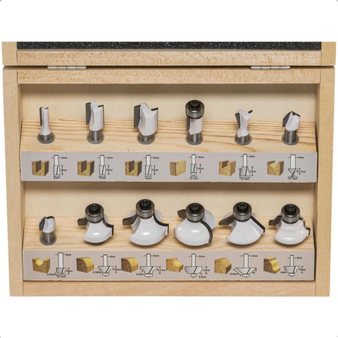 Kit Fresas Encaixe 1/4" 12 Peças D-53584 Makita