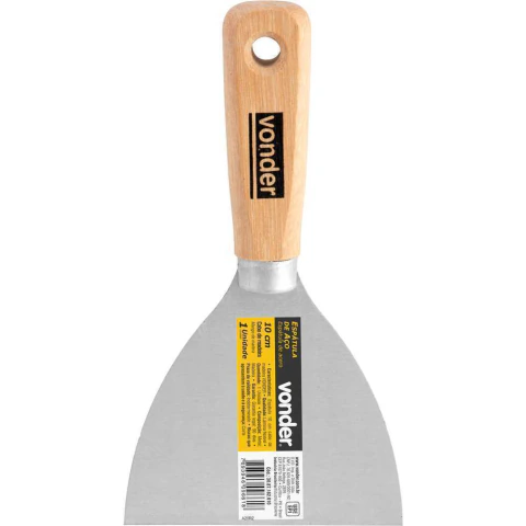 Espátula Betumadeira Aço Carbono 4'' 10cm Cabo Madeira Para Aplicação Massa Vonder