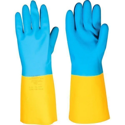 Luva Latex/Neoprene Peq Amarela/Azul Vonder