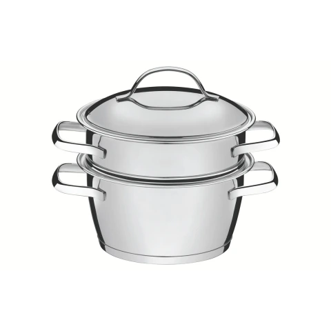 Cuscuzeira Tramontina Allegra Aço Inox 2 Peças Fundo Triplo Compatível Indução Gás Elétrico