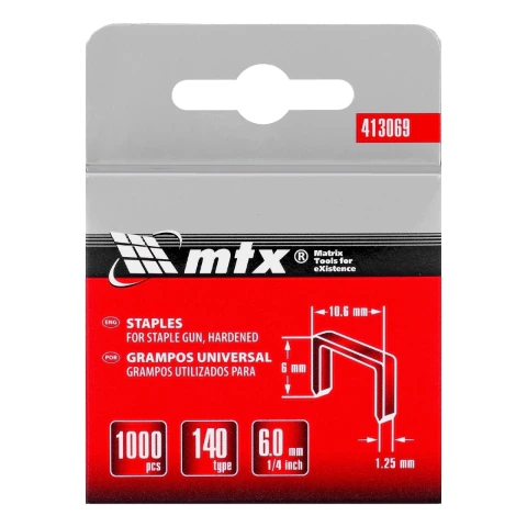 Grampos Para Grampeadores Tipo 140 6 mm 1000 Peças Temperado Aço Mtx