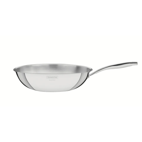 Panela Wok Tramontina Grano Aço Inox 28 Cm 3,4 L Corpo Triplo Indução