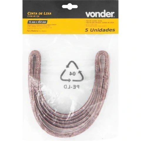 Cinta Lixa 15x454mm G80 com 05 peças Vonder