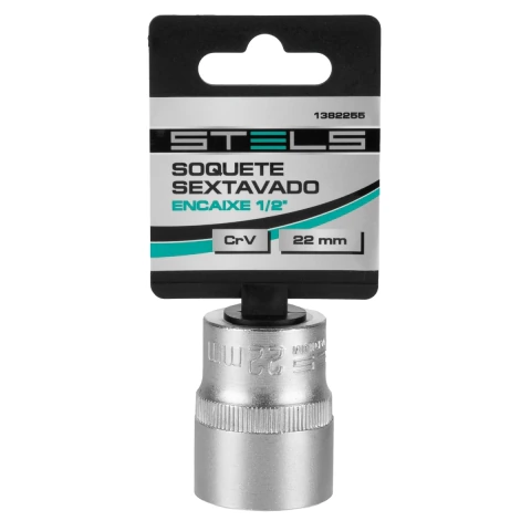 Soquete Sextavado 1/2'' 22mm Aço CrV Stels
