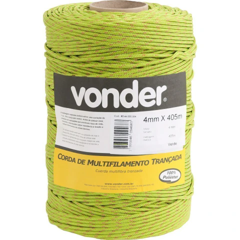 Corda Trançada 6,0mm 4,5kg 173m Verde P Vonder
