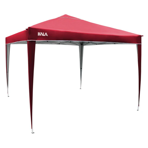 Gazebo Vermelho 3X3M Dobrável Aço Carbono 2,5M Altura Prático Kala