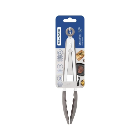 Pegador Multiuso Tramontina Softta 27 cm Silicone Cinza Aço Inox Resistente 210 °C Antiaderente