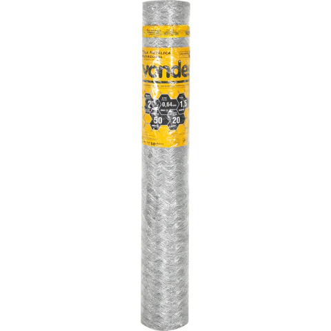 Tela Metálica Galinheiro Hex Malha 2'' BWG23 1,5m 50m Vonder
