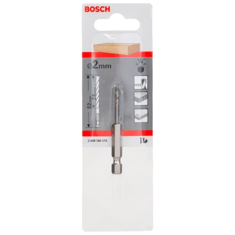 Broca Para Madeira Bosch 3 Pontas 2mm (Encaixe 1/4'')
