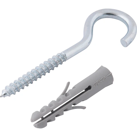 Gancho 4,2x70mm com Bucha de Nylon 8mm G-8 6 Peças Vonder