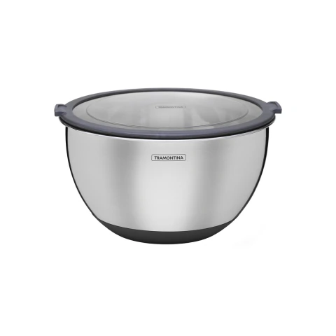 Bowl Tramontina Cucina Em Aço Inox 3 L Com Tampa Hermética E Base Antiderrapante