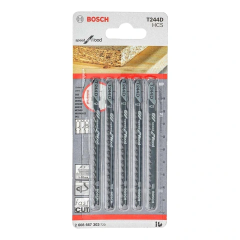 Lâmina Serra Tico Tico Bosch T244D Speed For Wood 5 Peças
