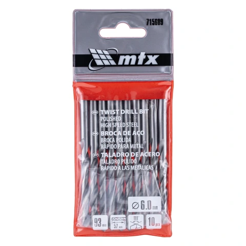 Jogo Broca Aço Rápido 6mm Para Metal 10 Peças HSS Polida Mtx