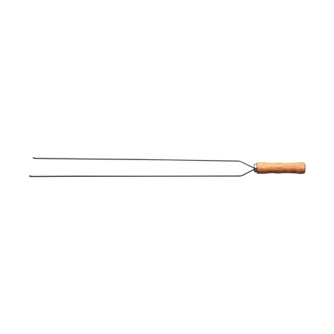 Espeto Duplo Para Churrasco Tramontina 85 Cm Aço Inox Cabo Madeira Resistente Profissional