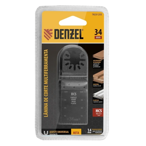 Lâmina De Corte Multiferramenta Reta HCS Para Madeira 34 X 1,4 Mm Dente Fino Denzel