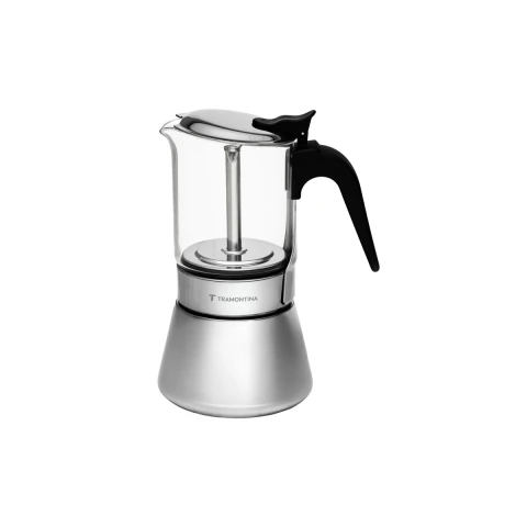Cafeteira Italiana Tramontina Aço Inox E Vidro Borossilicato Para Espresso 300 Ml Indução