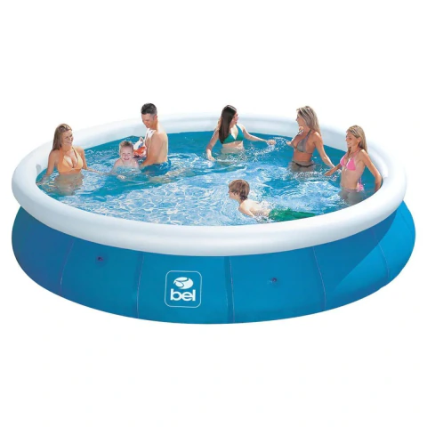 Piscina Inflável 12000L 4,57m x 91cm Redonda Bel Lazer PVC Reforçado Azul Anel Superior Kit Reparo