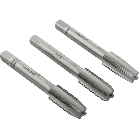 Macho manual aço rápido m8,00x1,25 3 peças din 352 Vonder