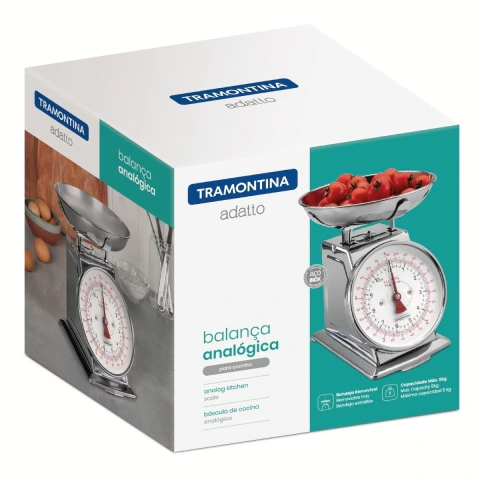 Balança Para Cozinha Analógica 5kg Bandeja Removível Tramontina Adatto Mecânica Precisão Doméstica