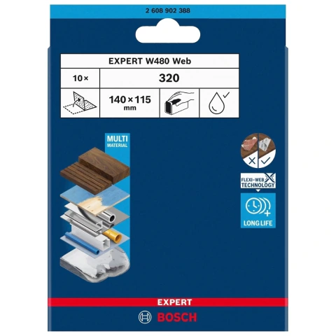 Folha De Lixa Dupla Face Bosch Expert W480 140mm G320 10Un