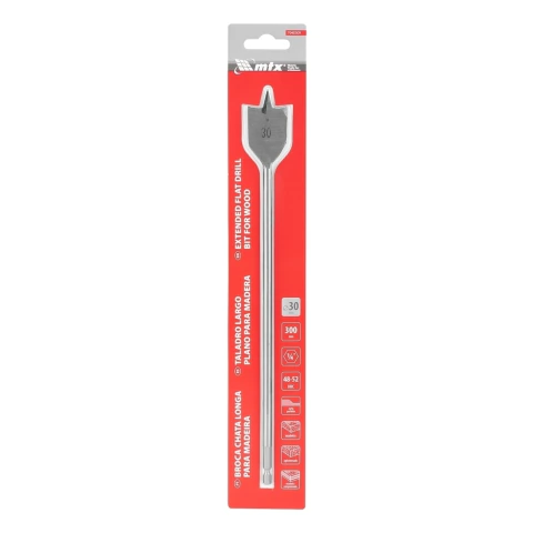 Broca Chata Madeira Longa 30mm 300mm Aço 45 HRC 48-52 MTX