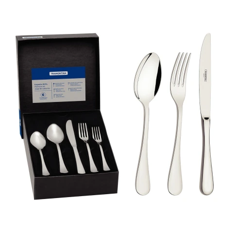 Faqueiro 30 Peças Tramontina Classic Aço Inox Facas Forjadas Acabamento Brilho
