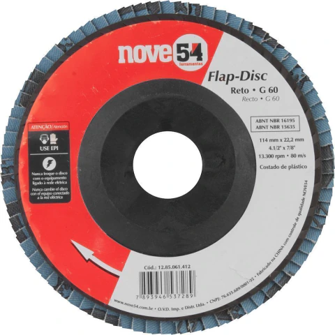 Flap-Disc Reto 4.1/2" G60 Costado Plástico - Nove54