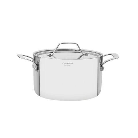 Caçarola Tramontina Luna Fundo Triplo Aço Inox 24 Cm 5,8 L Compatível Indução Forno 260°C