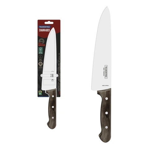 Faca Para Carne Tramontina Polywood Castanho Lâmina Em Aço Inox 10 Polegadas