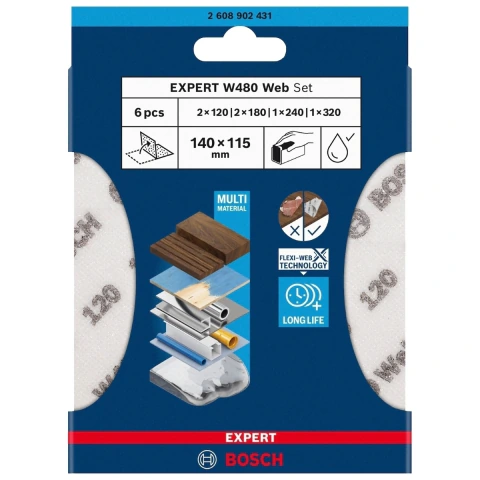 Folha De Lixa Dupla Face Bosch Expert W480 140mm 6Un