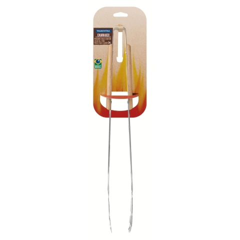 Pegador Para Carvão 47,3 Cm Aço Inox Cabo De Madeira Tramontina Churrasco