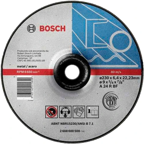 Disco De Desbaste Bosch Pro Metal 230X6,4mm Deprimido