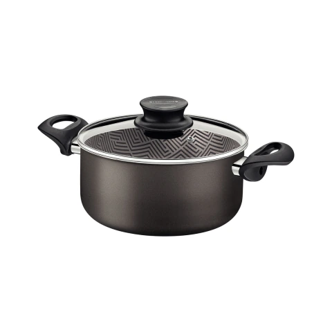 Caçarola Tramontina Paris Antiaderente Starflon Max 20 cm 2,9 L Chumbo Com Tampa De Vidro 1,8 mm