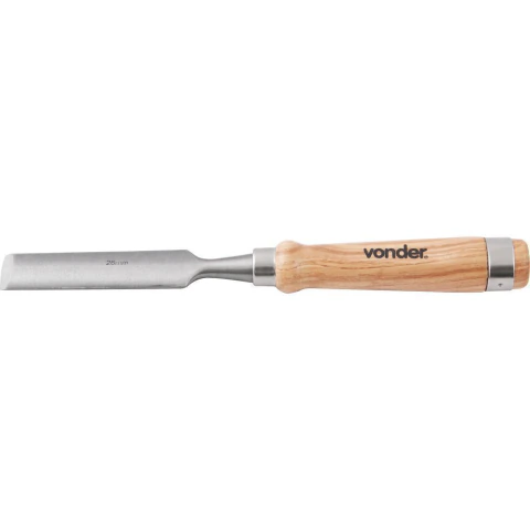 Formão goivado 26mm aço carbono cabo madeira Vonder
