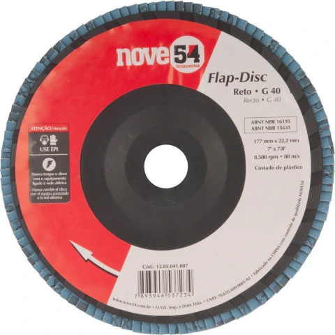 Flap-disc Reto 7" G40 Costado Plástico - Nove54
