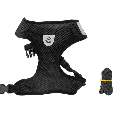 Guia Peitoral 5Kg M 40cm 28cm Preta Para Cães Pequenos Kala
