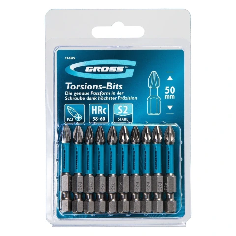 Bits Torção PZ2 De Impacto 50mm 10 peças Gross