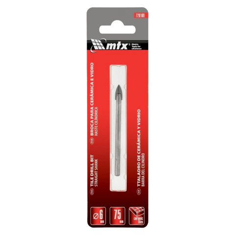 Broca Para Ceramica E Vidro 6 mm Haste Cilindrica Liga YG6X 1 Peça Mtx