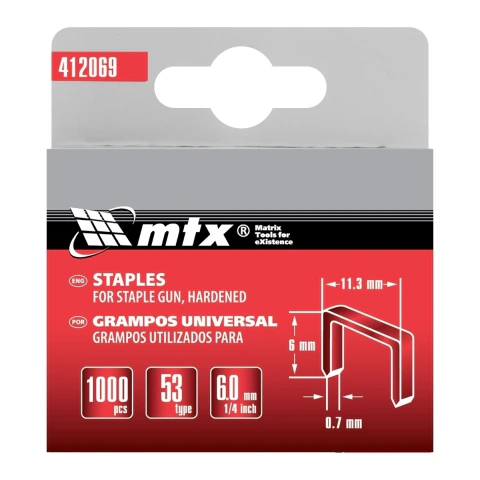 Grampos Para Grampeadores Tipo 53 Temperado 6 Mm 1000 Peças Mtx