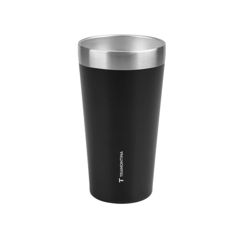 Copo Térmico Tramontina Exata Aço Inox 420 Ml Preto Sem Tampa Parede Dupla