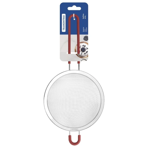 Peneira Tramontina Softta 16 Cm Aço Inox Com Cabo Vermelho De Polipropileno Para Cozinha Prática
