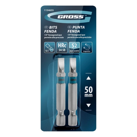 Bit Fenda Sl5 50 Mm Aço Cromo Molibdênio S2 2 Peças Gross