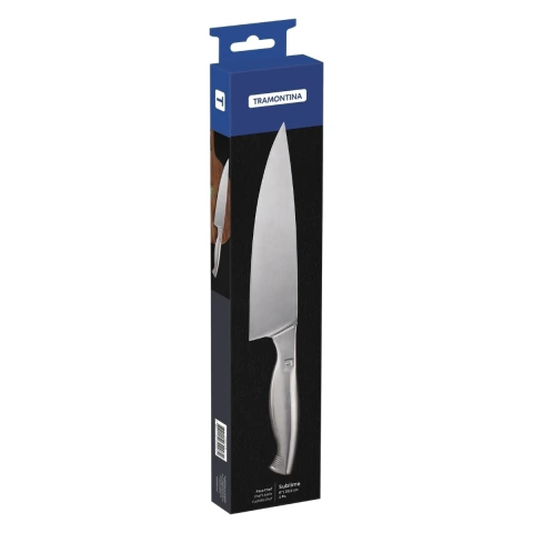 Faca Chef Tramontina Sublime Em Aço Inox 8 Polegadas 20 Centímetros Profissional Cozinha Durável