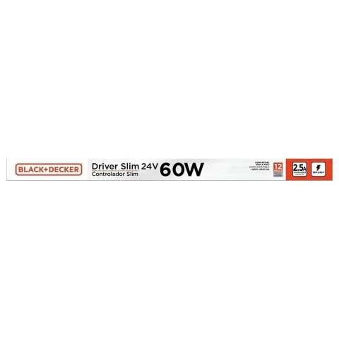 Fonte Driver Slim Fita de Led 100-240V 2.5A 60W Black+Decker