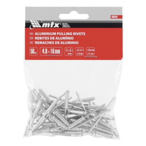 Rebites De Repuxo 4 X 16 Mm 50 Peças Alumínio Com Aço Galvanizado Mtx 406459